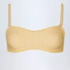 Top de bikini bandeau cu volane Portbou în carouri galbene Top de bikini bandeau cu volane Portbou în carouri galbene
