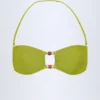 Top de bikini bandeau Manava cu mărgele, în verde măslin Top de bikini bandeau Manava cu mărgele, în verde măslin
