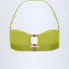 Top de bikini bandeau Manava cu mărgele, în verde măslin Top de bikini bandeau Manava cu mărgele, în verde măslin
