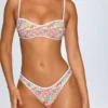 Top de bikini bandeau Pasyon cu imprimeu multicolor strălucitor