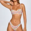 Top de bikini bandeau Pasyon cu imprimeu multicolor strălucitor