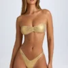 Top de bikini bandeau Rio în culoarea auriu