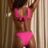 Top de bikini capri cu noduri, în culoarea fucsia