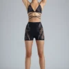Top de bikini cu bretele încrucișate și ornamente Liberty, negru Top de bikini cu bretele încrucișate și ornamente Liberty, negru