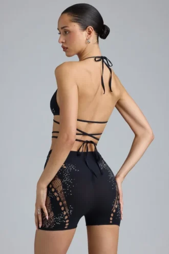top de bikini cu bretele ncruciate i ornamente liberty negru 2 330x495 - Top de bikini cu bretele &icirc;ncrucișate și ornamente Liberty, negru