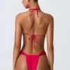 Top de bikini cu gât halter, cu volane și decorațiuni, model Clearwater, în roz zmeură Top de bikini cu gât halter, cu volane și decorațiuni, model Clearwater, în roz zmeură