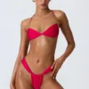 Top de bikini cu gât halter, cu volane și decorațiuni, model Clearwater, în roz zmeură Top de bikini cu gât halter, cu volane și decorațiuni, model Clearwater, în roz zmeură