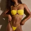 Top de bikini cu sârmă și bretele multiple Positano, în galben auriu