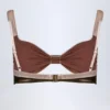 Top de bikini cu volane Palmita în auriu bronz Top de bikini cu volane Palmita în auriu bronz