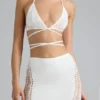 Top de bikini Liberty cu bretele încrucișate și ornamente, în culoarea Ivory Top de bikini Liberty cu bretele încrucișate și ornamente, în culoarea Ivory