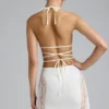 Top de bikini Liberty cu bretele încrucișate și ornamente, în culoarea Ivory Top de bikini Liberty cu bretele încrucișate și ornamente, în culoarea Ivory