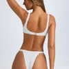 Top de bikini Malibu cu decolteu rotund, în culoarea alb