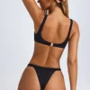 Top de bikini Malibu cu decolteu rotund, negru