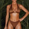 Top de bikini Mele Plunge Micro în maro Top de bikini Mele Plunge Micro în maro