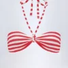 Top de bikini multifuncțional Cascais cu dungi roșu cireș Top de bikini multifuncțional Cascais cu dungi roșu cireș