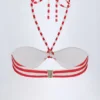 Top de bikini multifuncțional Cascais cu dungi roșu cireș Top de bikini multifuncțional Cascais cu dungi roșu cireș