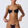 Top de bikini negru cu decupaje și lanțuri Sanibel