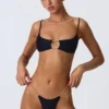 Top de bikini negru cu decupaje și lanțuri Sanibel