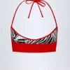 Top de bikini reversibil cu gât halter Zuma, cu imprimeu zebră