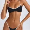 Top de bikini reversibil cu gât halter Zuma, negru