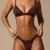 Top de bikini tip bralette Sable în culoarea maro espresso