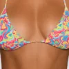 Top de bikini triunghiular Comino cu imprimeu multicolor strălucitor Top de bikini triunghiular Comino cu imprimeu multicolor strălucitor