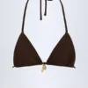 Top de bikini triunghiular cu detalii decorative Comoros, culoare ciocolată neagră Top de bikini triunghiular cu detalii decorative Comoros, culoare ciocolată neagră