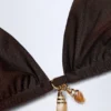 Top de bikini triunghiular cu detalii decorative Comoros, culoare ciocolată neagră Top de bikini triunghiular cu detalii decorative Comoros, culoare ciocolată neagră