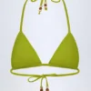 Top de bikini triunghiular cu detalii decorative Comoros, verde măslin Top de bikini triunghiular cu detalii decorative Comoros, verde măslin