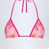 Top de bikini triunghiular Paita cu imprimeu roz orhidee Top de bikini triunghiular Paita cu imprimeu roz orhidee