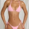 Top de bikini triunghiular Zayana în roz bomboană Top de bikini triunghiular Zayana în roz bomboană