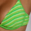 Top de costume de baie cu sârmă, cu imprimeu verde în dungi Top de costume de baie cu sârmă, cu imprimeu verde în dungi