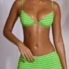 Top de costume de baie cu sârmă, cu imprimeu verde în dungi Top de costume de baie cu sârmă, cu imprimeu verde în dungi
