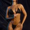 Costume de baie cu șnur și ornamente, negru Costume de baie cu șnur și ornamente, negru