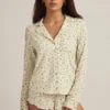 Top de pijama cu mâneci lungi Mirae din Modal, cu imprimeu Lemon Top de pijama cu mâneci lungi Mirae din Modal, cu imprimeu Lemon