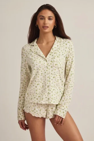 Top de pijama cu mâneci lungi Mirae din Modal, cu imprimeu Lemon