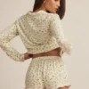 Top de pijama cu mâneci lungi Mirae din Modal, cu imprimeu Lemon Top de pijama cu mâneci lungi Mirae din Modal, cu imprimeu Lemon