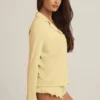 Top de pijama cu mâneci lungi Mirae Modal în galben pastel Top de pijama cu mâneci lungi Mirae Modal în galben pastel