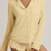 Top de pijama cu mâneci lungi Mirae Modal în galben pastel Top de pijama cu mâneci lungi Mirae Modal în galben pastel