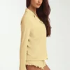 Top de pijama cu mâneci lungi Mirae Modal în galben pastel Top de pijama cu mâneci lungi Mirae Modal în galben pastel
