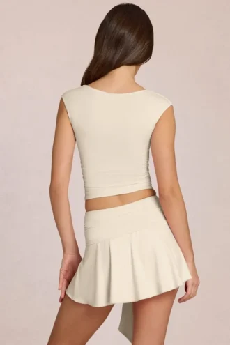 Top decoltat Nalia din modal, culoare Ivory