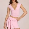 Fustă-pantalon Evelique cu talie medie, în roz blosom Fustă-pantalon Evelique cu talie medie, în roz blosom