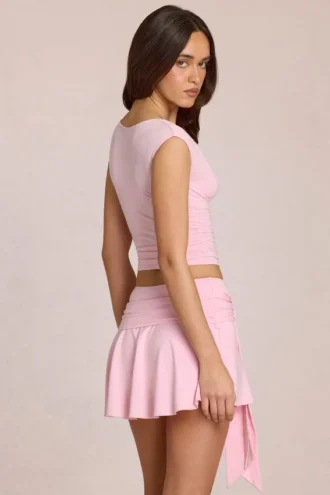 Top decoltat Nalia din modal, roz floare