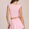 Fustă-pantalon Evelique cu talie medie, în roz blosom Fustă-pantalon Evelique cu talie medie, în roz blosom