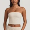 Top din dantelă fără bretele cu volane Tamia, culoare Ivory Top din dantelă fără bretele cu volane Tamia, culoare Ivory