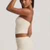 Top din dantelă fără bretele cu volane Tamia, culoare Ivory Top din dantelă fără bretele cu volane Tamia, culoare Ivory