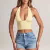 Top Drew Modal cu gât halter în culoarea Lemon Sherbet Top Drew Modal cu gât halter în culoarea Lemon Sherbet