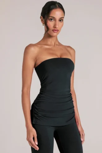 Top lung bandeau Leni, negru