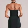 Top lung cu gât halter Vita  în negru