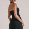 Top lung cu gât halter Vita  în negru